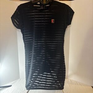 NIKE Challenge Court Tennis Alpha Project Dress Large VTG Black Striped w/mesh